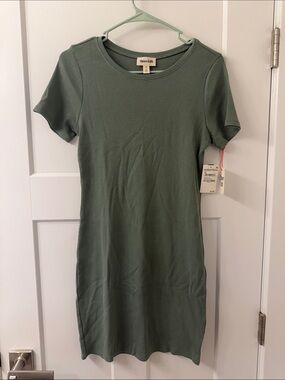 Open edit Sage Green Ribbed Knit Tee Dress